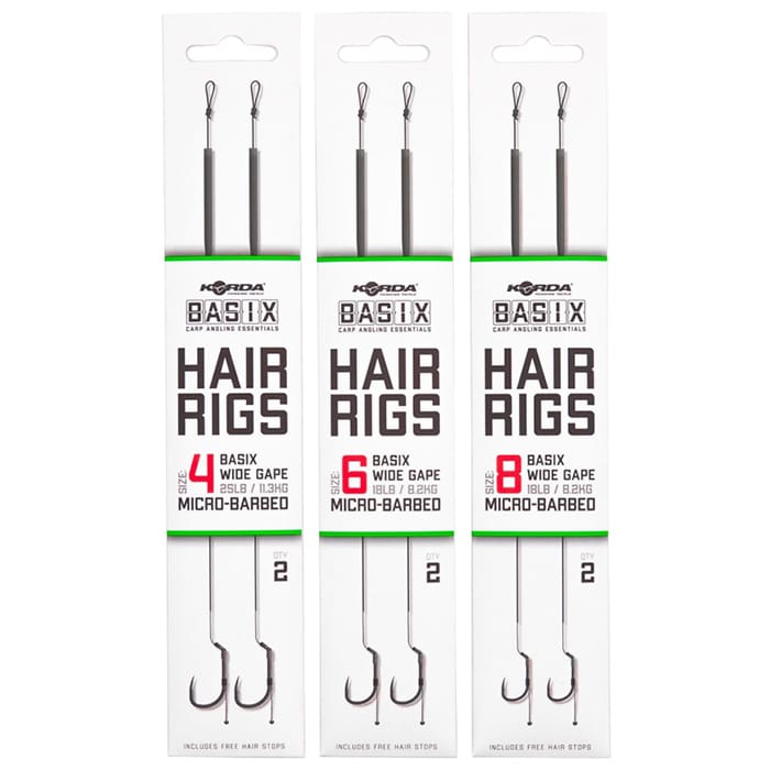 Korda Basix Ready Tied Hair Rigs Wide Gape