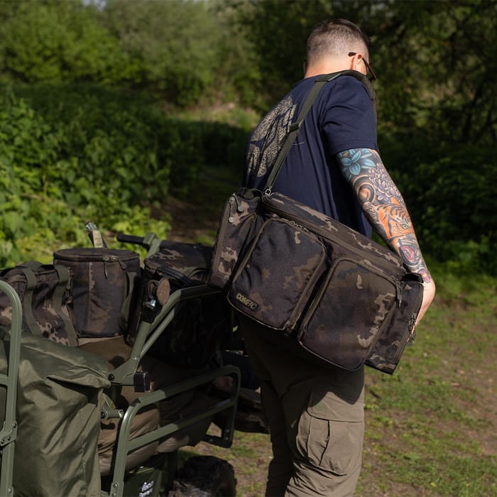 Korda Compac Dark Kamo Fishing Carryall Small In Use
