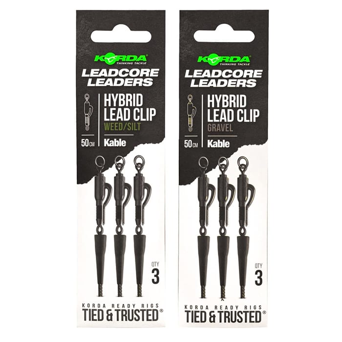 Korda Kable Leadcore Leader Hybrid Fishing Lead Clip Weed/Silt & Gravel Options