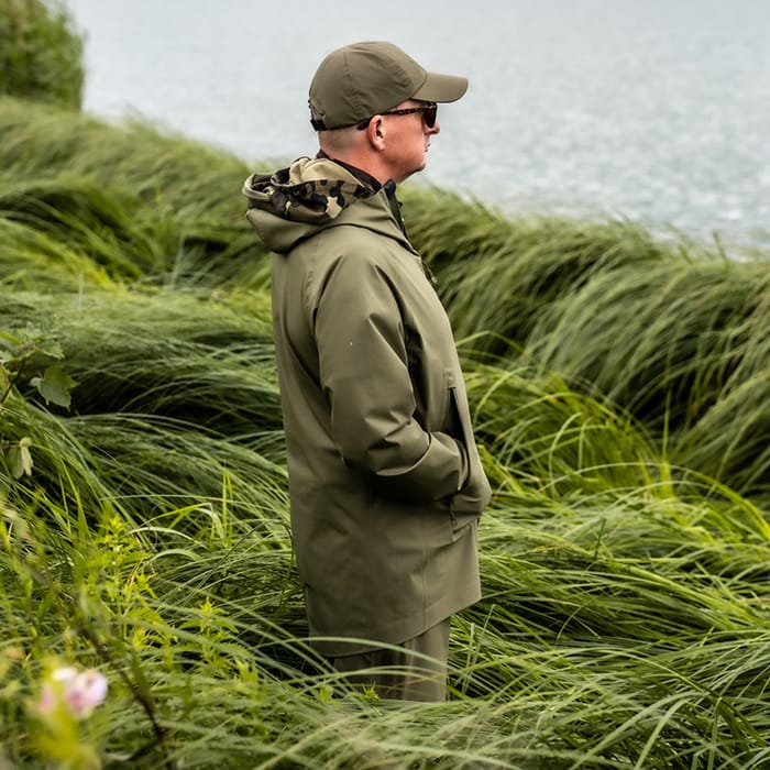 Korda Kore Drykore Fishing Jacket Olive In Use 2