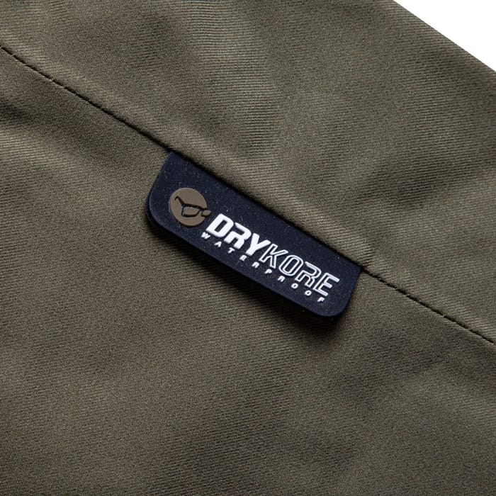 Korda Kore Drykore Fishing Jacket Olive Close Up Logo Graphics