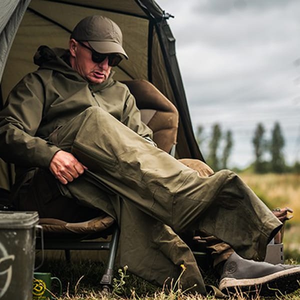 Korda Kore Drykore Fishing Over Trousers Olive In Use