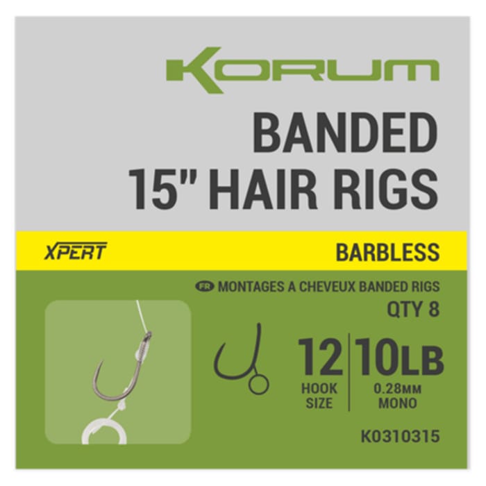Korum Banded Hair Rigs - 15 Inch - Barbless 2
