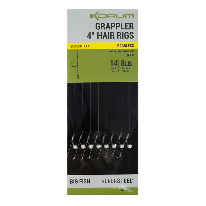 Korum Fishing Grappler Hair Rigs 4 Inch Barbless 1
