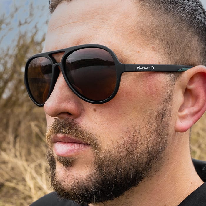 Korum Old School ID Polarised Fishing Sunglasses Amberjack In Use