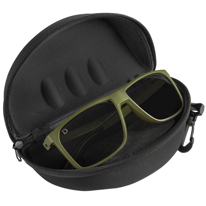 Korum Old School ID Polarised Fishing Sunglasses Dorado Case Open