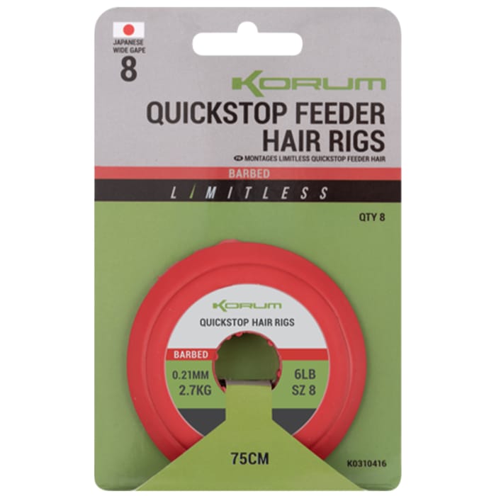 Korum Limitless Quickstop Feeder Hair Rigs 1m - Barbed