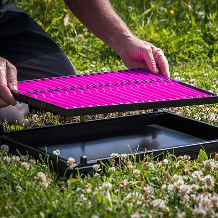 Matrix Loaded Pole Winder Fishing Tray Purple In Use
