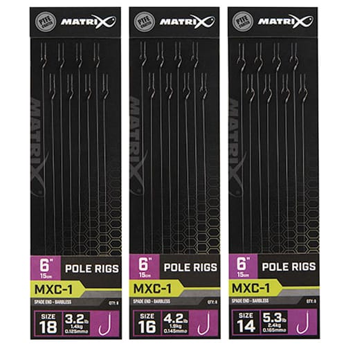 Matrix MXC-1 Spade End Barbless Pole Rigs 15cm