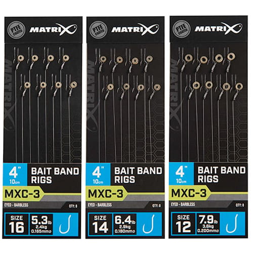 Matrix MXC-3 Eyed Barbless Bait Band Rigs 10cm