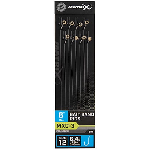 Matrix MXC-3 Eyed Barbless Bait Band Rigs 15cm 12