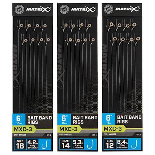 Matrix MXC-3 Eyed Barbless Bait Band Rigs 15cm