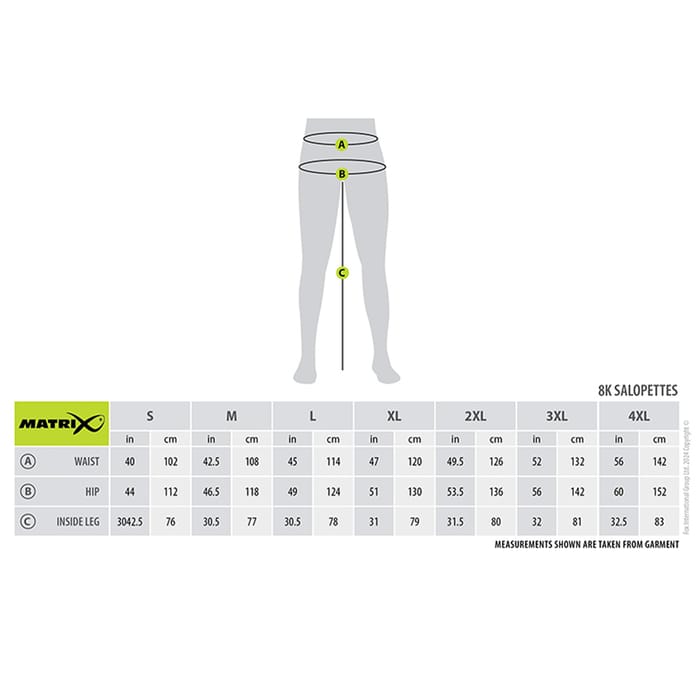 Matrix Ultra-Light 8K Salopettes Size Guide