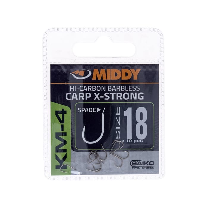 Middy KM-4 Carp X-Strong Spade Hooks Size 18