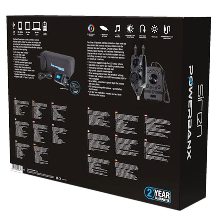 Nash R4 Siren 3 Rod Bite Alarm Set + PowerBanx 80K Hub Bundle 1