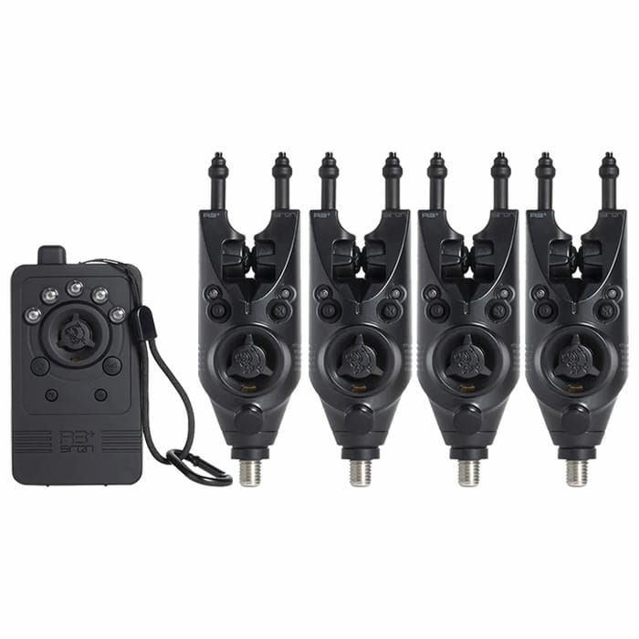 Nash Siren R3+ 4-Rod Fishing Bite Alarm Presentation Set Studio Front View 