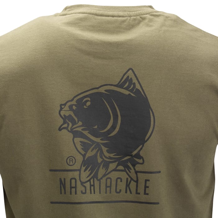 Nash Tackle Green Fishing T-Shirt Back Close Up
