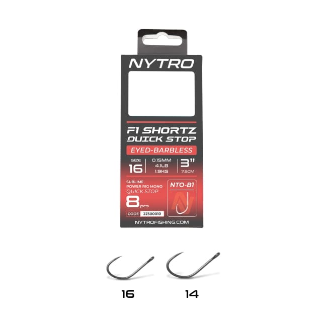 Nytro NTO-B1 Barbless F1 Shortz Quick-Stop Ready Tied Rigs