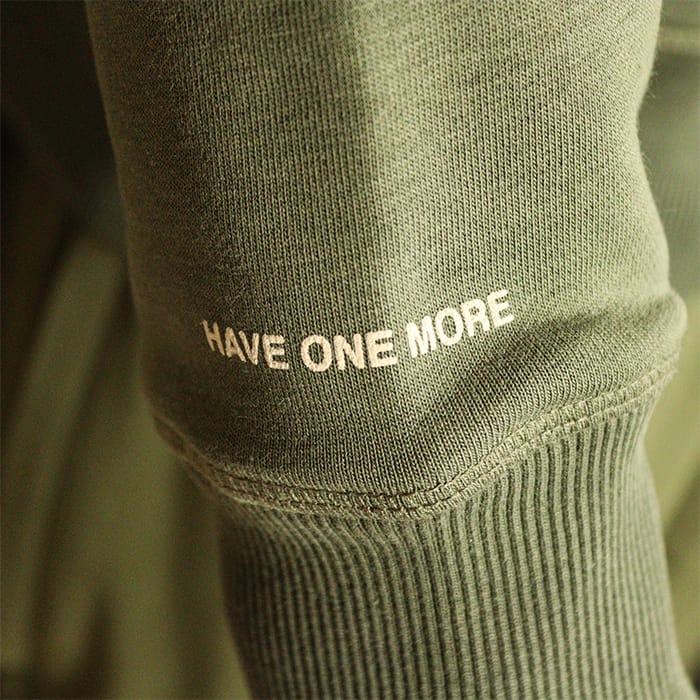OMC Big-Eye Forest Green Fishing Hoodie Close Up 2