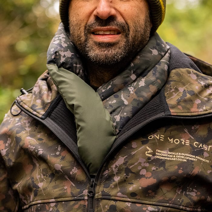 OMC Water Repellent Centre Half Camo Fishing Scarf In Use 2