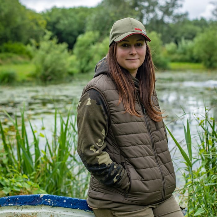 Pinewood Brenton Fishing Gilet Brown Brick Orange In Use 1