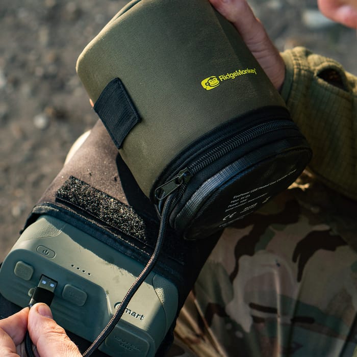 RidgeMonkey EcoPower USB Heated Gas Canister Fishing Cover In Use 4