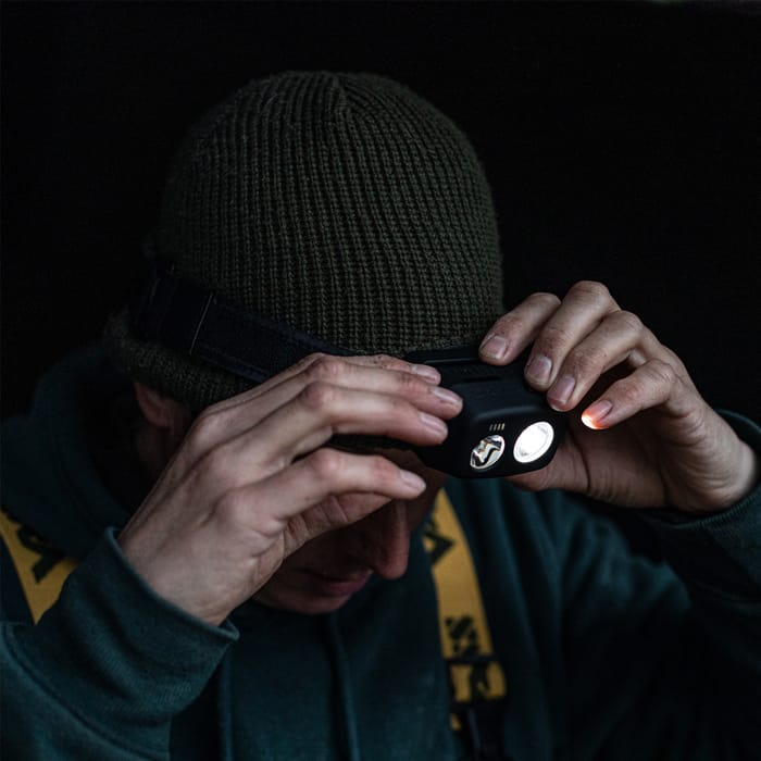 RidgeMonkey VRH300 USB Rechargeable Headtorch In Use 1