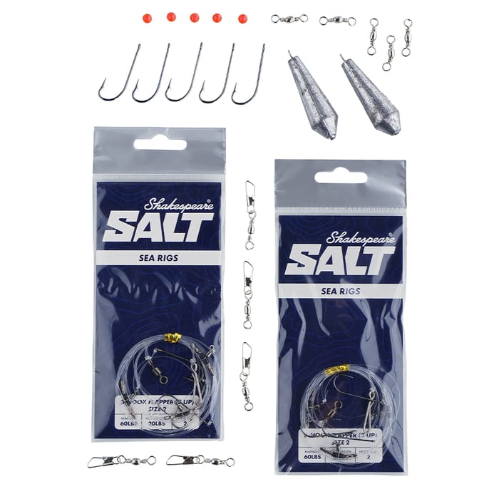 Shakespeare Salt Surf Slayer Fishing Rod Combo Set, 12ft, Casting Weight: 4-6oz, Sections: 2 - Hooks and Weights
