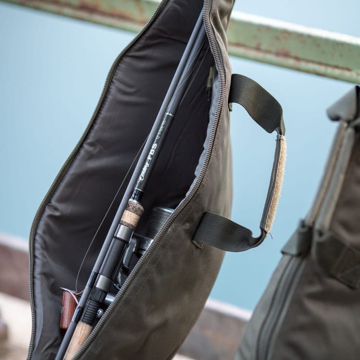 Solar SP Single Fishing Rod Sleeve Open Close Up 