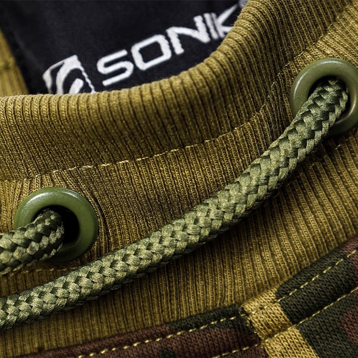 Sonik Camo Fleece Fishing Shorts Close Up 1