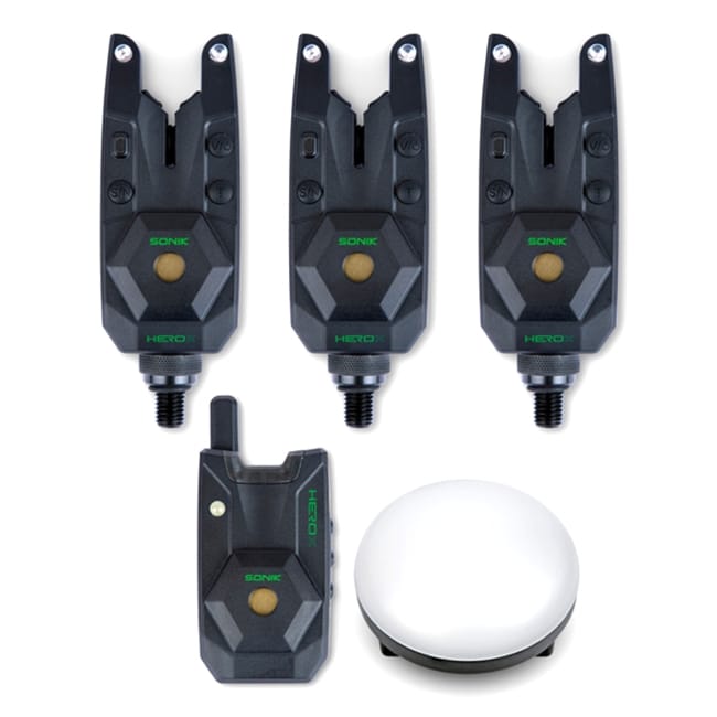 Sonik HeroX Blue Bite Alarm Set 3+1 Inc Bivvy Light