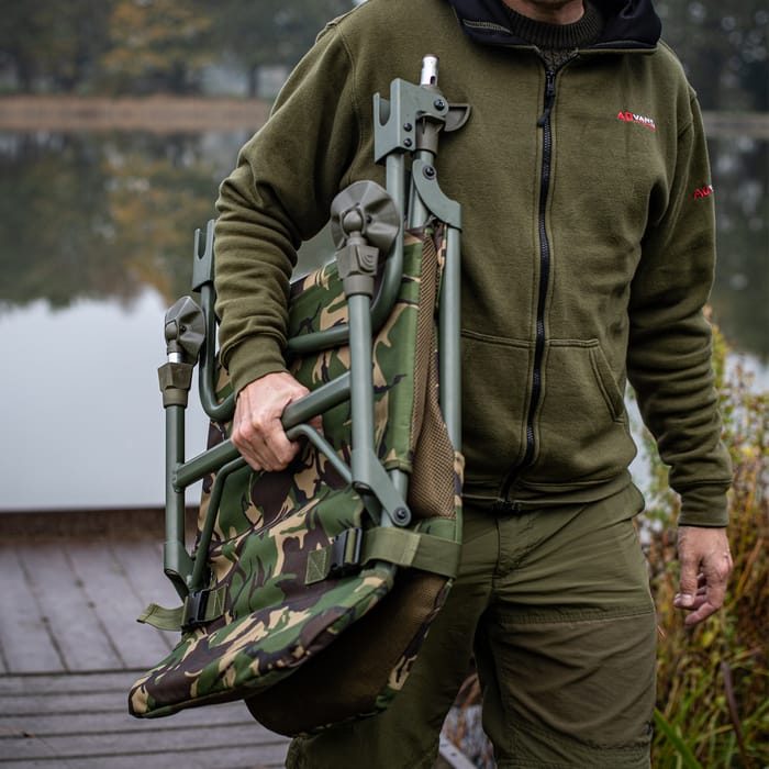 Trakker DPM Transformer Fishing Chair Folded In Use