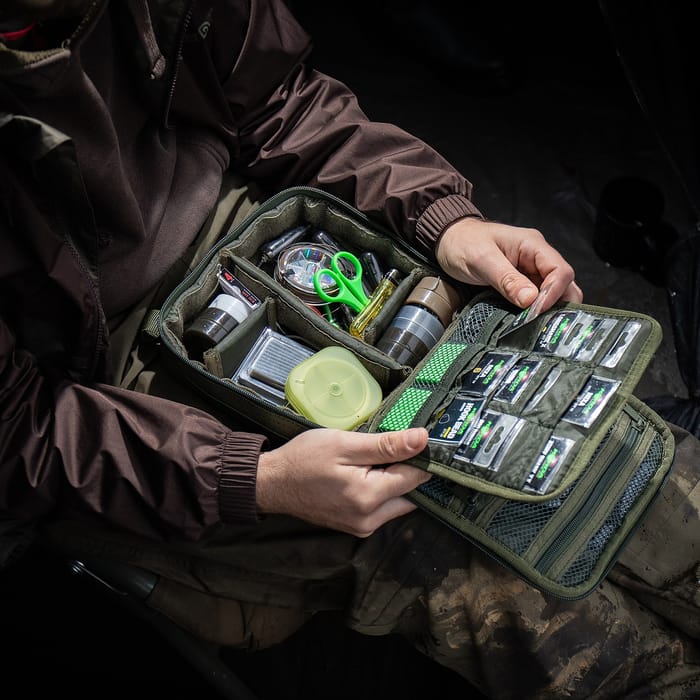 Trakker NXG Compact Tackle Fishing Bag Open In Use 5