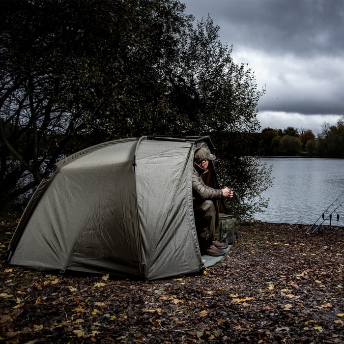 Trakker Tempest Fishing Brolly 100 In Use 1