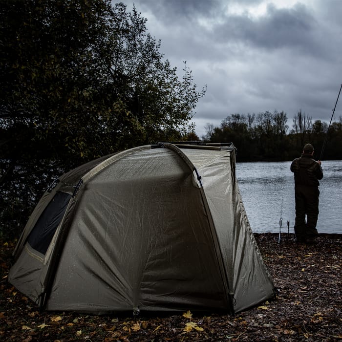 Trakker Tempest Fishing Brolly 100 In Use 2