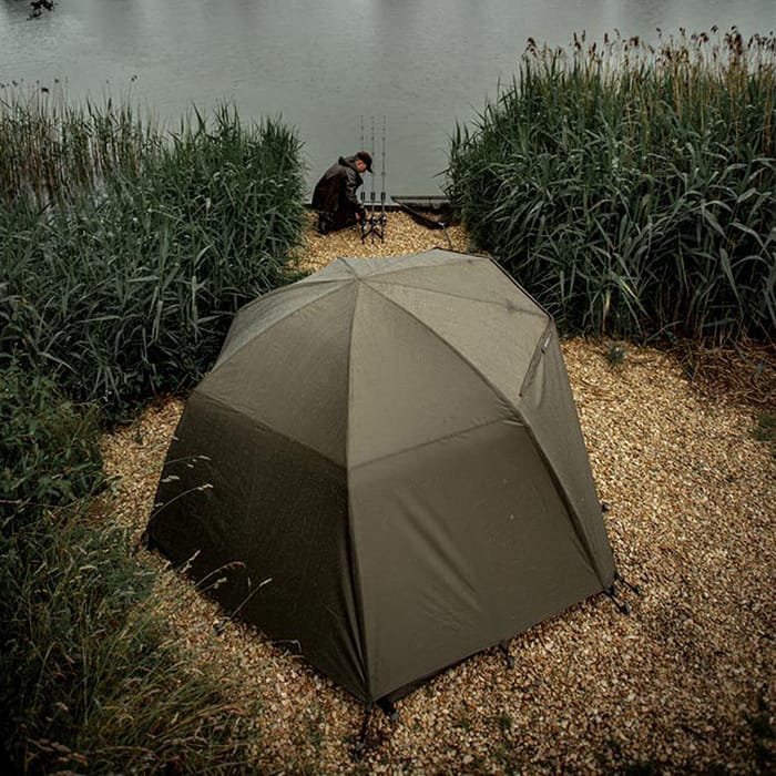 Trakker Tempest Fishing Brolly 100 Skull Cap Wrap In Use 3