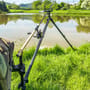 Korum Tripod Fishing Feeder Arm In Use 1