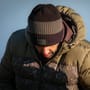 OMC Big Head Black Stripe Fishing Beanie In Use
