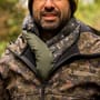 OMC Water Repellent Centre Half Camo Fishing Scarf In Use 2