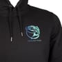 Tackling Minds Ultra Premium Black Fishing Hoodie Close Up Front Logo