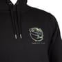 Tackling Minds Ultra Premium Black DPM Camo Fishing Hoodie Front Logo Close Up