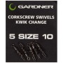 Gardner Corkscrew Swivels Kwik Change Size 10