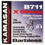 Kamasan B711 X-Strong Wide Gape Barbless Hooks Size 21