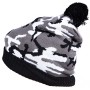 RidgeMonkey Camo Bobble Hat Black / Grey