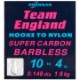 Drennan Team England Super Carbon Hooks to Nylon size 10