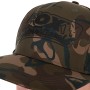 Fox Camo Flat Peak Snapback Fishing Cap Close Up Front