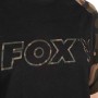 Fox Camo Logo Outline Black T-Shirt Close Up 3