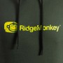 RidgeMonkey APEarel Dropback Heavyweight Fishing Hoodie Green Close Up Logo