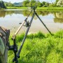 Korum Tripod Fishing Feeder Arm In Use 1