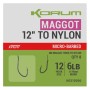 Korum Xpert Maggot Hooks To Nylon 12 Inch / 30cm Micro Barbed